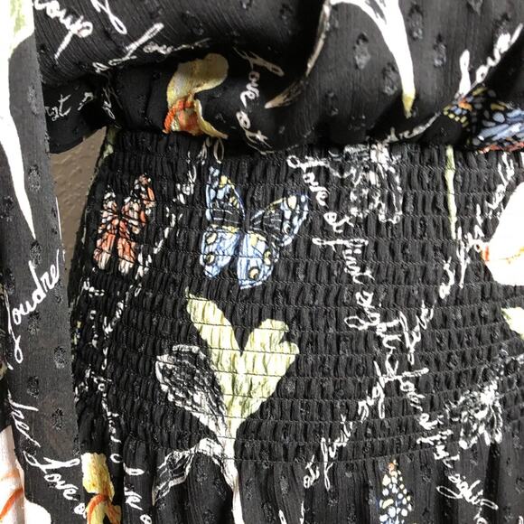 WHBM black floral butterfly Love at First Sight sheer overlay dress size Small - Picture 7 of 16
